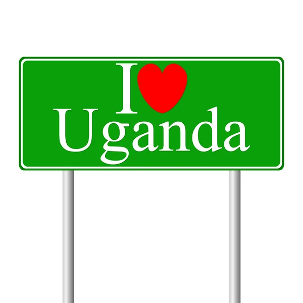 I love Uganda, concept road sign — Stock Vector
