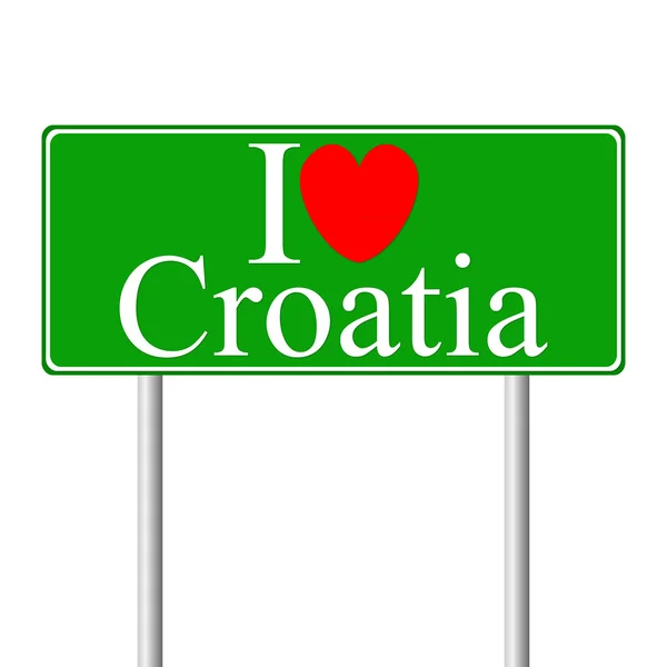Eu amo a Croácia, conceito sinal de estrada —  Vetores de Stock