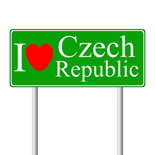 J'adore République tchèque, concept road sign — Image vectorielle