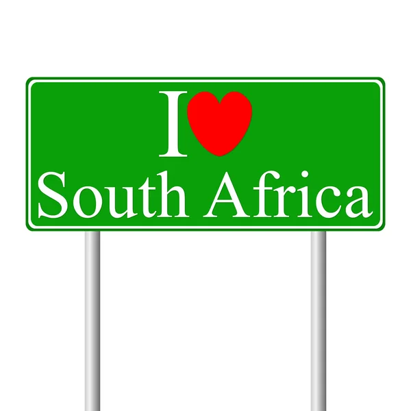 Jag älskar Sydafrika, konceptet Vägmärke — Stock vektor