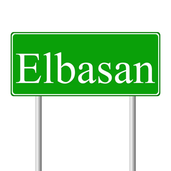 Elbasan groene verkeersbord — Stockvector