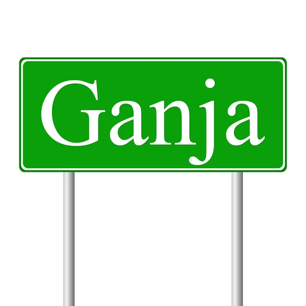 Ganja green road sign — Stock Vector