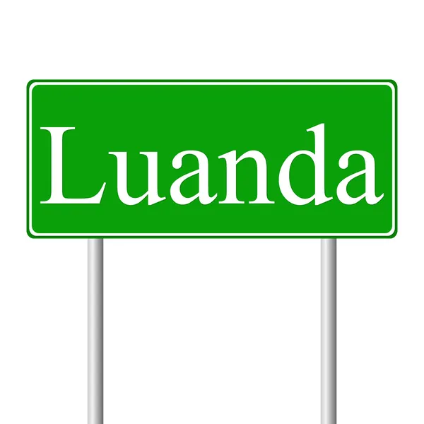 Luanda sinal de estrada verde — Vetor de Stock