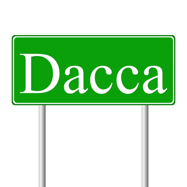 Dacca green road sign — Stock Vector
