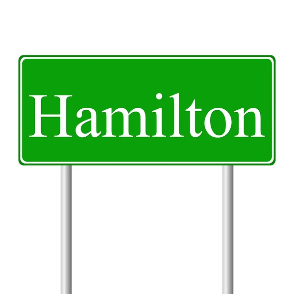 Hamilton yeşil yol levhası — Stok Vektör