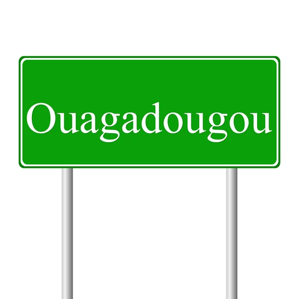 Ouagadougou green road sign — Stock Vector