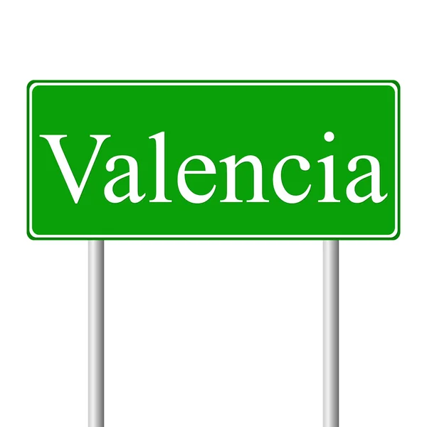 Valencia green road sign — Stock Vector
