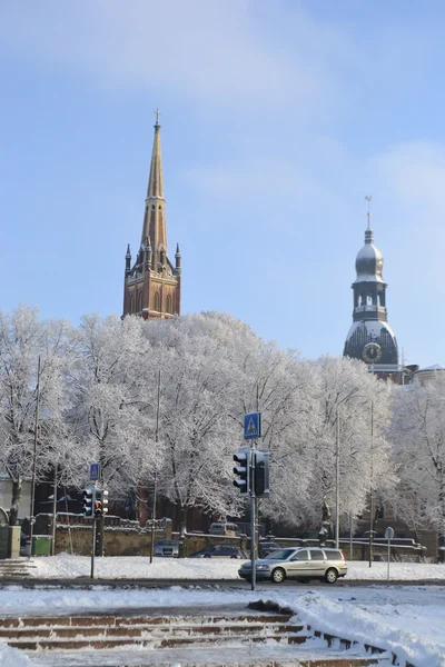 Blick auf das Zentrum von Riga im Winter — Stockfoto