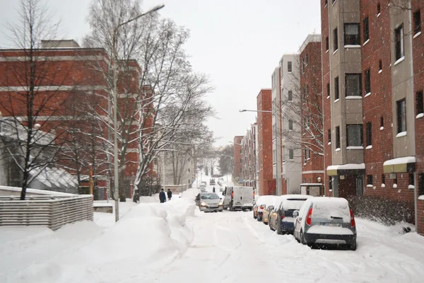 Ulica w kotka w zimie — Zdjęcie stockowe