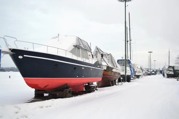 Navires dans le port congelé de Lappeenranta — Photo