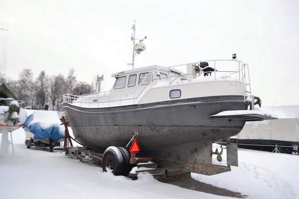 Nave nel porto congelato di Lappeenranta — Foto Stock