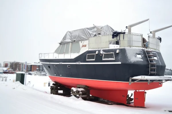 Navio no porto congelado de Lappeenranta — Fotografia de Stock