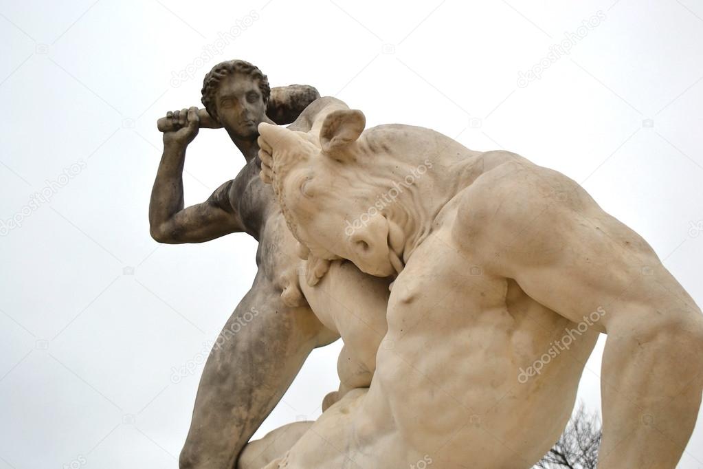 Hercules and Minotaur statue in Tuileries garden