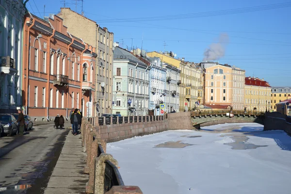 Widok rzeki moika, w zimie — Zdjęcie stockowe