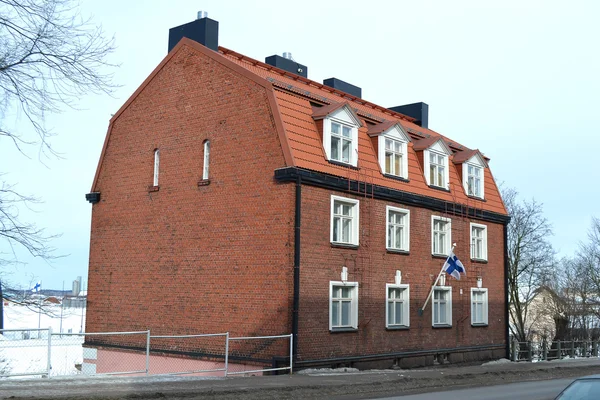 Oude gebouw in kotka in winter — Stockfoto