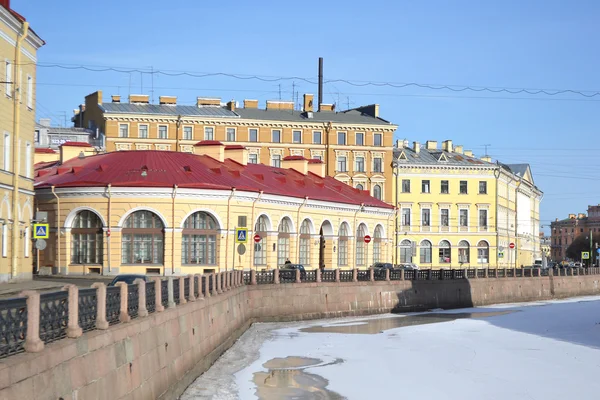 Widok rzeki moika, w zimie — Zdjęcie stockowe