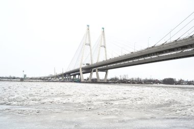 Obukhovsky bridge across Neva river clipart