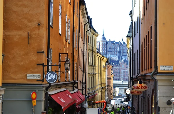 Straße im Zentrum Stockholms — Stockfoto