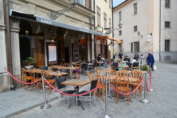 Café op de straat van in stockholm — Stockfoto