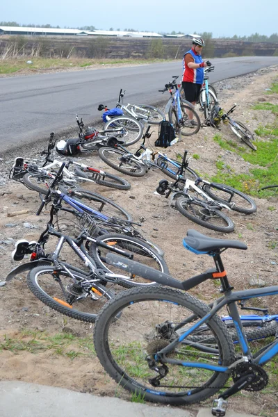 Bicycles are on the ground — Stock Photo, Image