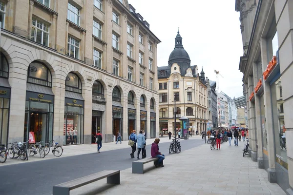 Straat in het centrum van leipzig — Stockfoto