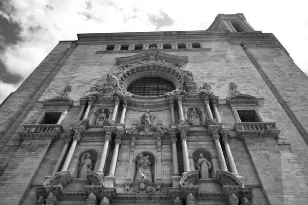 The facade of cathedral in Girona. — Stock Photo, Image