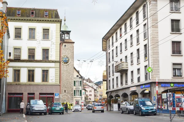 Strasse in vevey, schweiz — Stockfoto