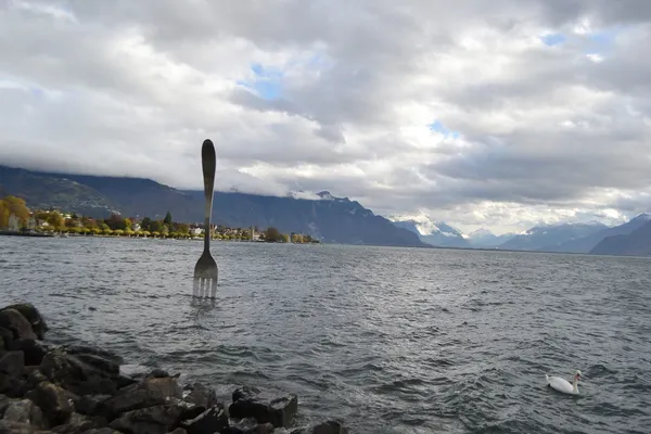 Mountain and Lake Geneva — Stock Photo, Image