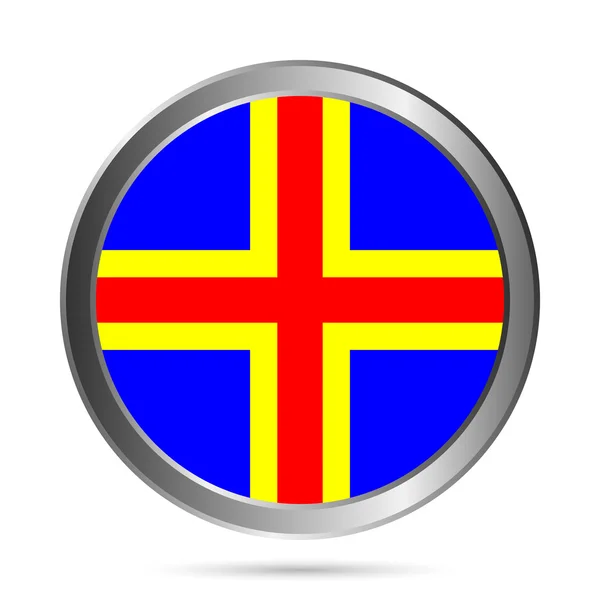 Aland Island flag button. — Stock Vector