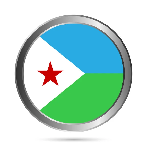 Djiboutis flagga knappen. — Stock vektor