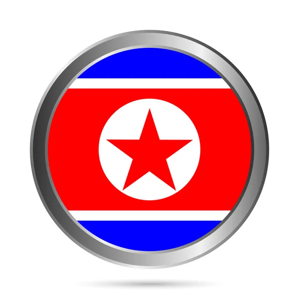 Nordkorea flagga knappen. — Stock vektor