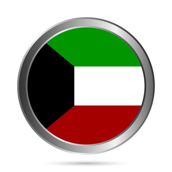 Kuwait botón de bandera . — Vector de stock