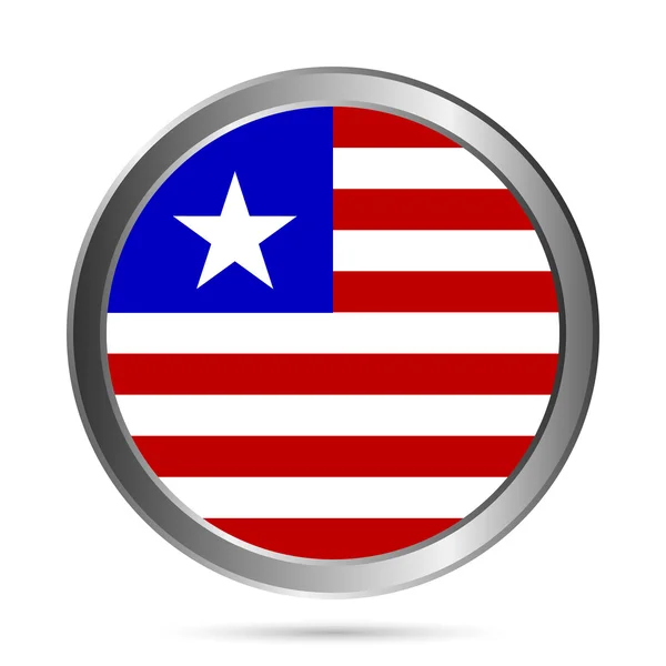 Liberya bayrağı düğmesi. — Stok Vektör