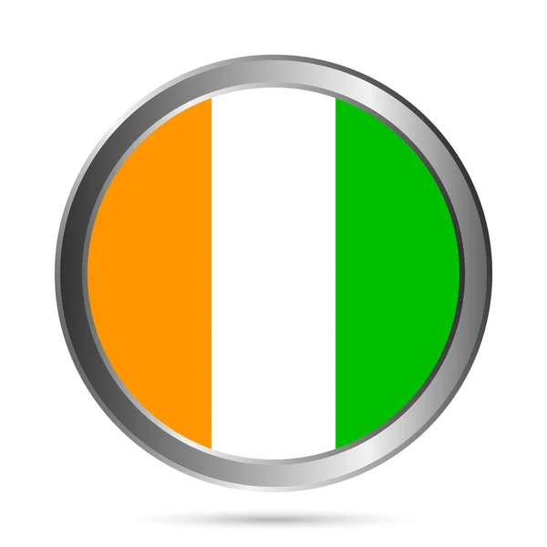 Cote d'Ivoire flag button — Stock Vector