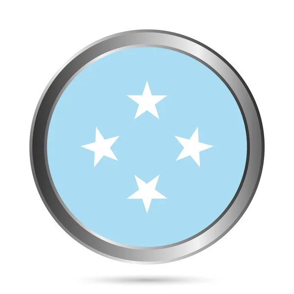 密克罗尼西亚联邦国旗按钮 — 图库矢量图片