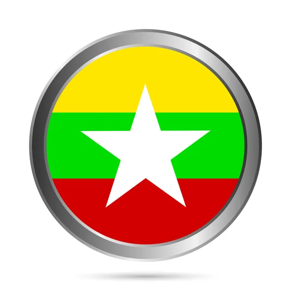 Myanmar flagga knappen. — Stock vektor
