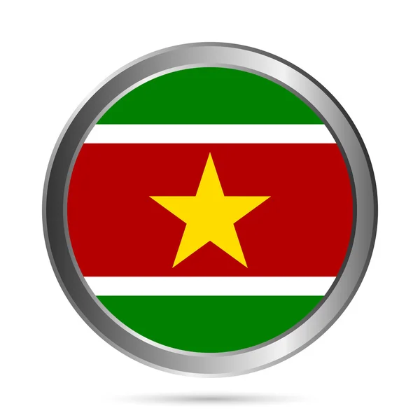 Surinams flagga knappen. — Stock vektor