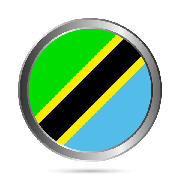 Tanzania flag button. — Stock Vector