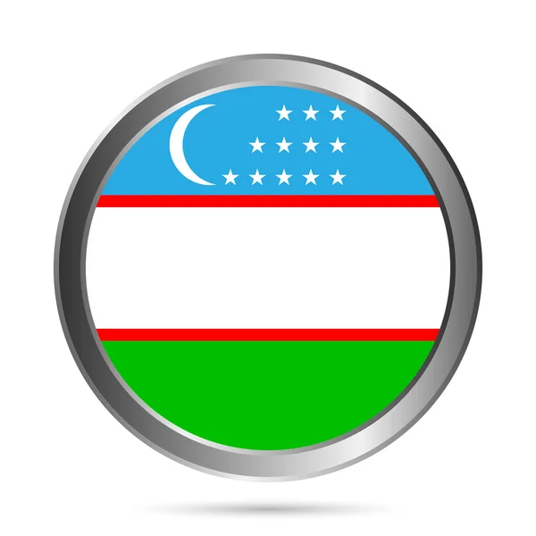 Botão de bandeira do Usbequistão . —  Vetores de Stock