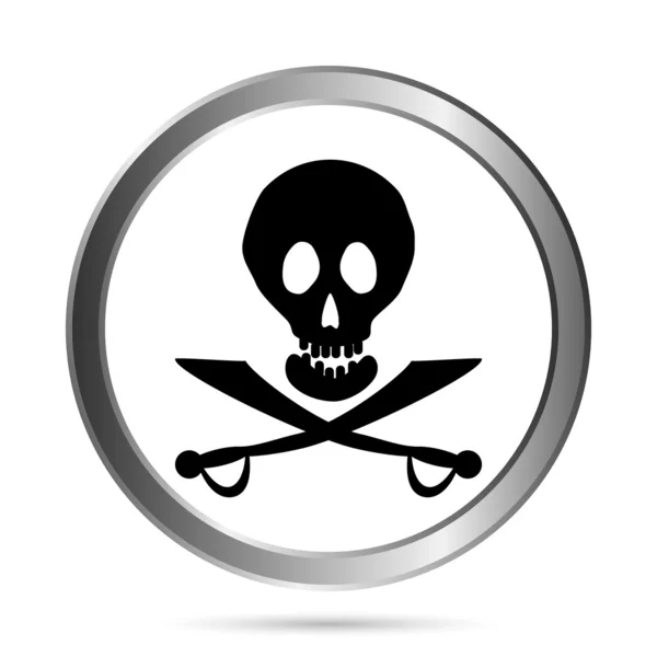 Jolly Roger botón de la bandera . — Vector de stock