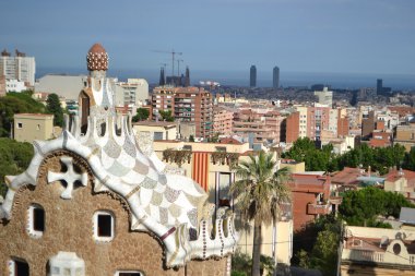 ünlü park guell Barcelona, İspanya.