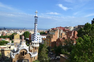 ünlü park guell Barcelona, İspanya.