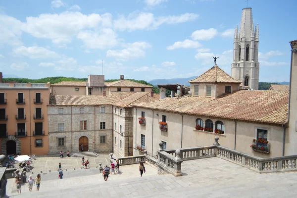 Praça no centro de Girona — Fotografia de Stock