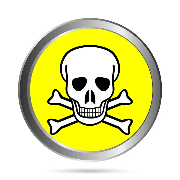 Deadly danger sign button — Stock Vector