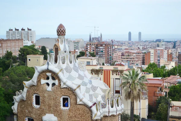 Vista de Barcelona, em primeiro plano Park Guell — Fotografia de Stock