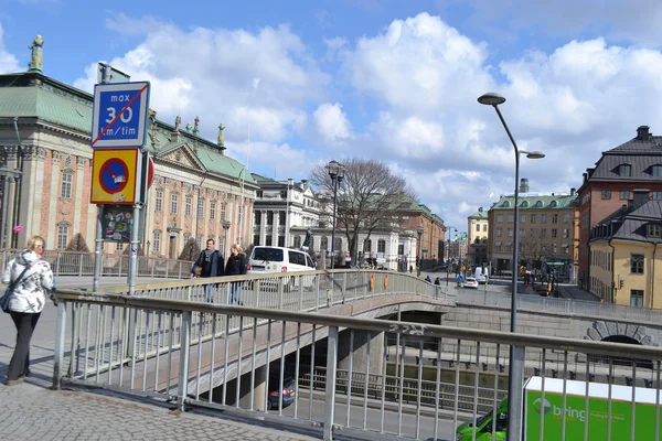 Ulice v městském části Stockholmu — Stock fotografie