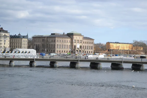 Most v městském části Stockholmu — Stock fotografie