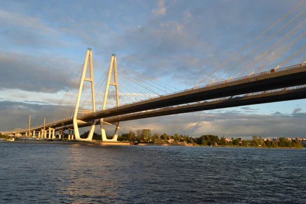 Kabel vyztužená most v st.petersburg. — Stock fotografie