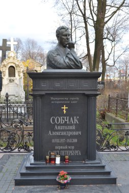 Tomb of Anatoly Sobchak on Nikolskoye cemetery clipart