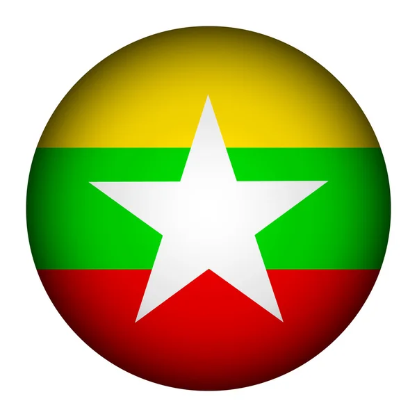 Botón bandera de Myanmar . — Archivo Imágenes Vectoriales